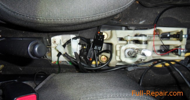 wires and relays between the seats