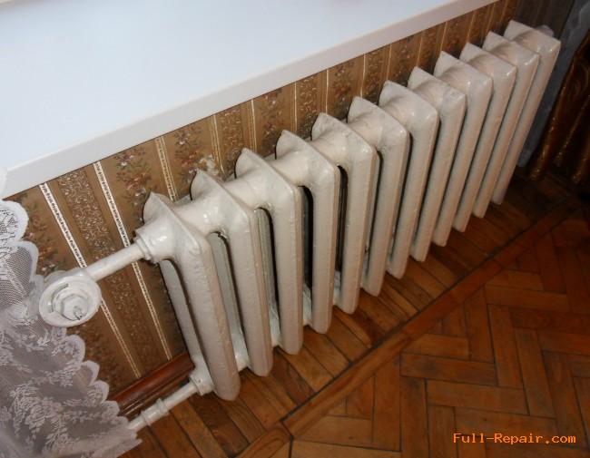 Here is the «Soviet» radiator before packing it into a decorative screen