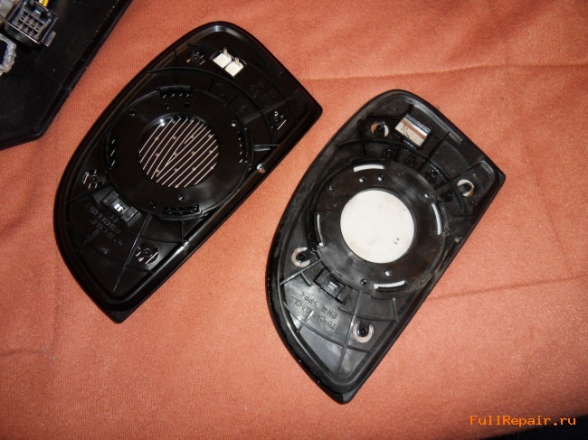 Heated mirror element near the unheated Heated mirror element near the unheated