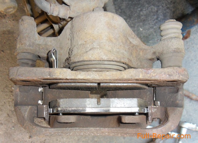 In the caliper installed new brake pads In the caliper installed new brake pads