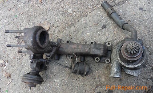 The EGR valve on the engine CRDI. Exhaust manifold removed 