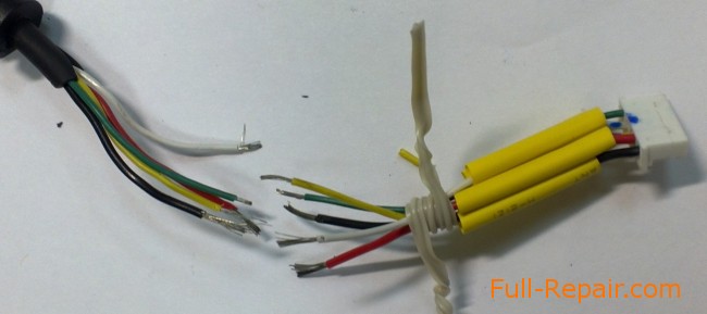 Strip the wires and will put heat shrink tubing