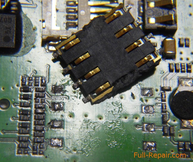 SIM-card connector Unsolder SIM-card connector sealed-off